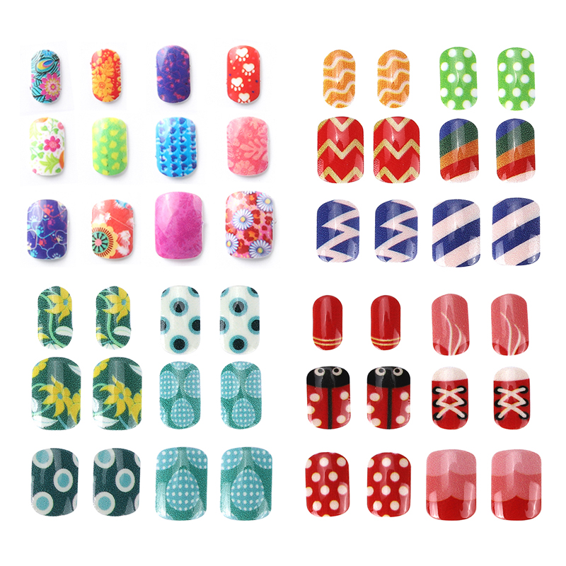 Unghie finte artificiali per bambini, adesivi per unghie squisiti per bambine, decorazioni per nail art per bambini