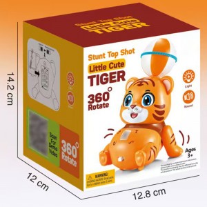 Kids Electric Stunt Animal Toys 360 Degrees Rotation Ball on the Head Battery Operated Tiger Toys with Light & Music