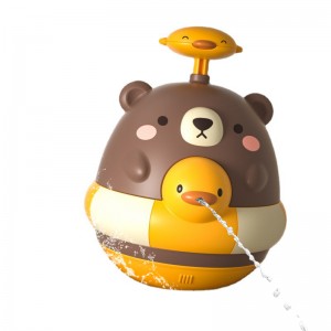 Infant Indoor Cartoon Roly-Poly Tumbler Toy Toddler Bathtub Water Sprinkler Gun Machine Cute Baby Pressing Bear Water Squirt Toy
