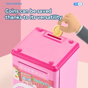 Toddler Hot Gift Blue/ Pink ATM Bank Machine Cash Money & Coins Saving Box Toy Electronic Acousto-Optic Piggy Bank for Kids