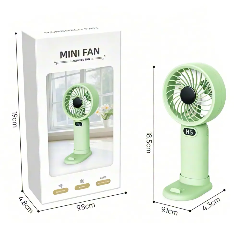 Portable 2-in-1 Mini Desktop Handheld Fan & Phone Holder 5 Speeds 1200mAh
