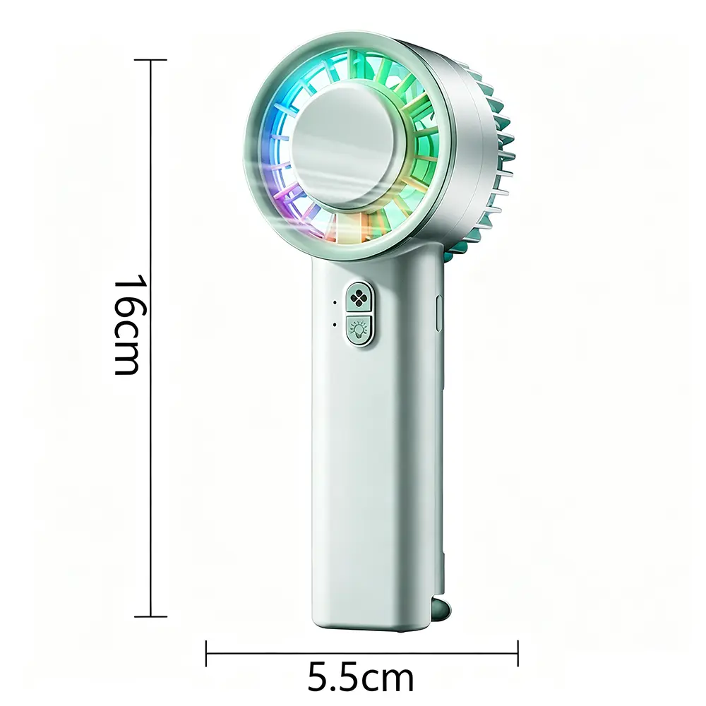 4-in-1 Portable LED Fan, Multi-Speed, Quiet, Colorful Light