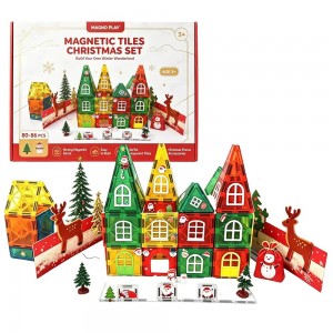86PCS Christmas Magnetic Tiles Building Blocks Toys Set for Kids Early Learning