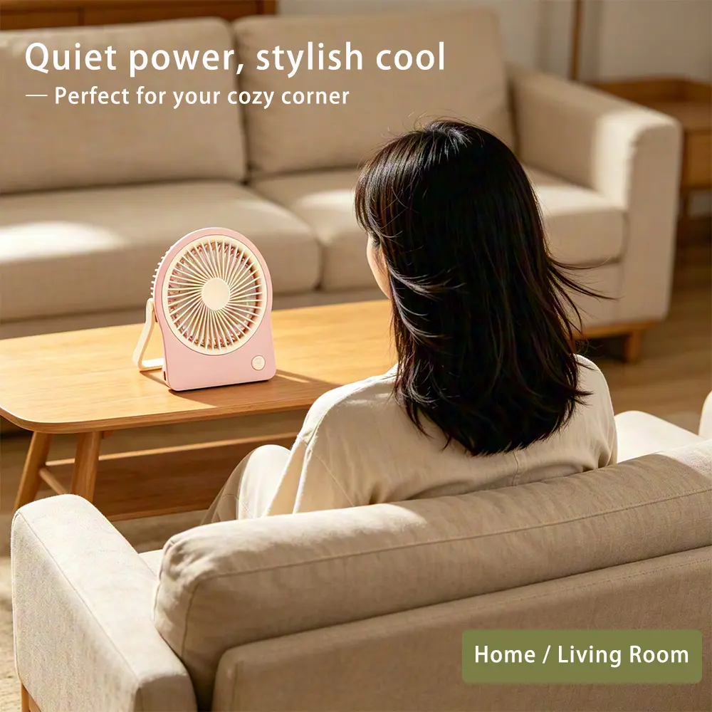 1200mAh Adjustable Silent Portable Fan – Quiet Operation for Office & Travel