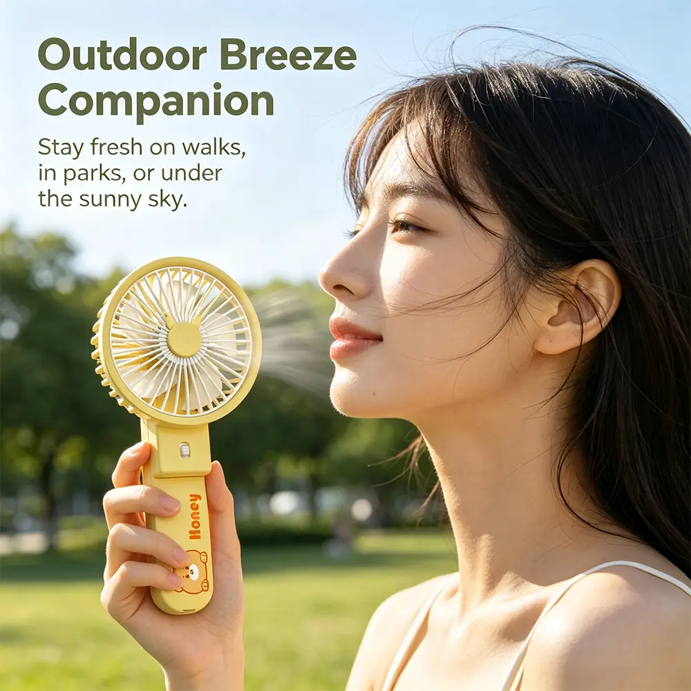 2-in-1 Portable Fan, Fixed Speed, Long Battery 40-60 Min, 4 Colors