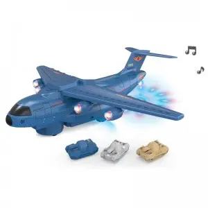 Electric Military Transport Plane Toy with Airdrop Tank & LED Lights