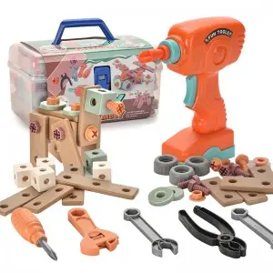 144PCS Kids Tool Set with Electric Screwdriver – Portable Storage Box DIY Construction Toy144PCS Kids Tool Set with Electric Screwdriver – Portable Storage Box DIY Construction Toy
