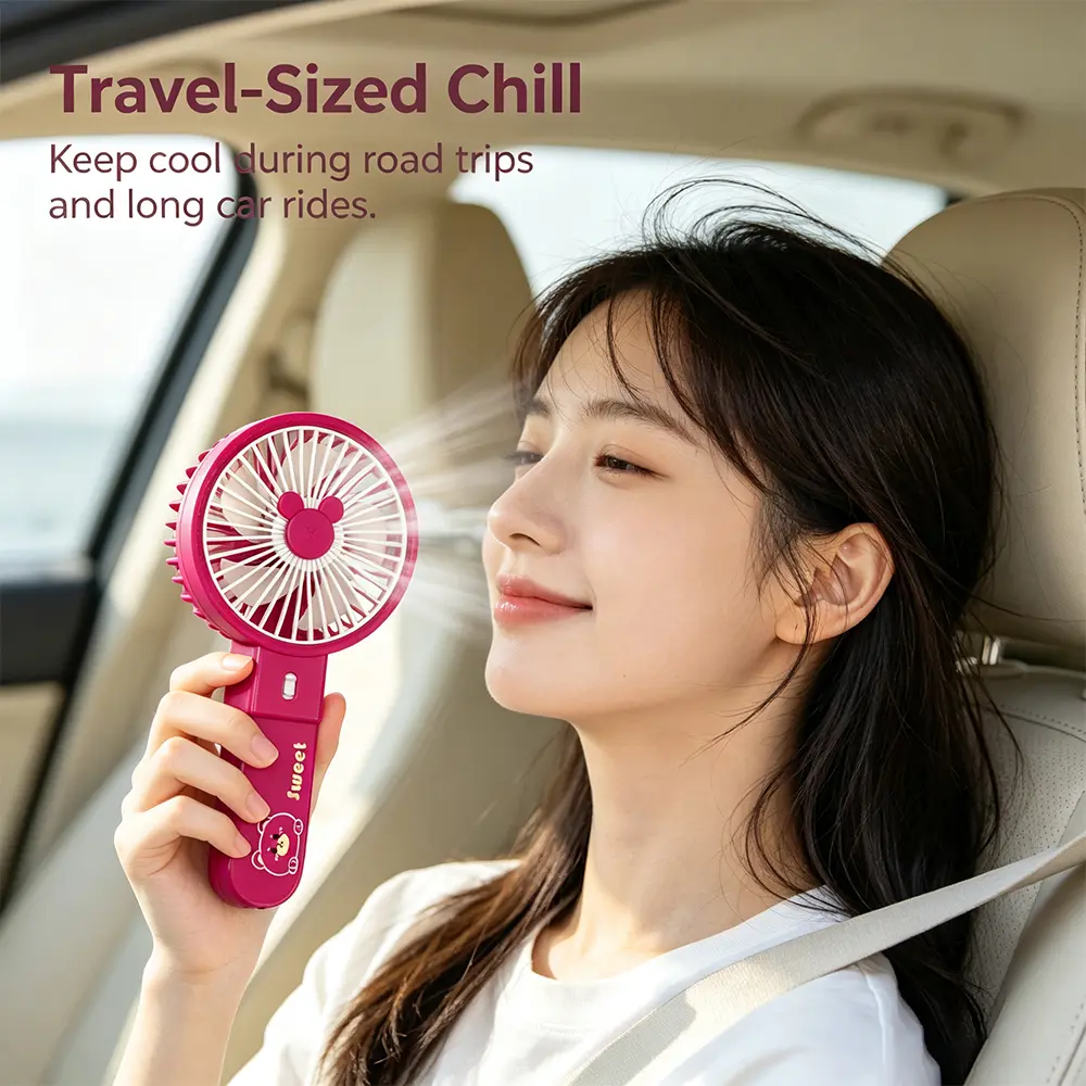 2-in-1 Portable Fan, Fixed Speed, Long Battery 40-60 Min, 4 Colors