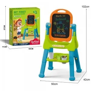 2-in-1 Height-Adjustable Easel with LCD & Traditional Board – 360° Flip, 4 Colors