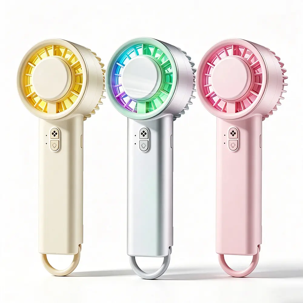 4-in-1 Portable LED Fan, Multi-Speed, Quiet, Colorful Light