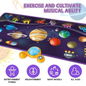 Foldable Space Planet Electronic Dance Pad – Toddlers Touch Play, Early Ed Q&A Interactive Music Mat for Kids