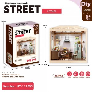 Mini Kitchen DIY Kit with Light – 3D Dollhouse Model for Ages 8+