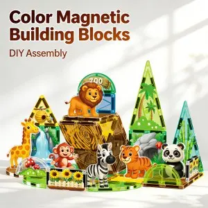 Forest Animal Magnetic Tiles Building Blocks for STEAM Education – 27/40/52pcs Educational Toys