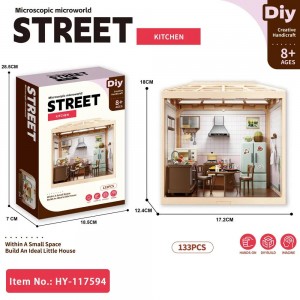 Mini Kitchen DIY Kit with Light – 3D Dollhouse Model for Ages 8+