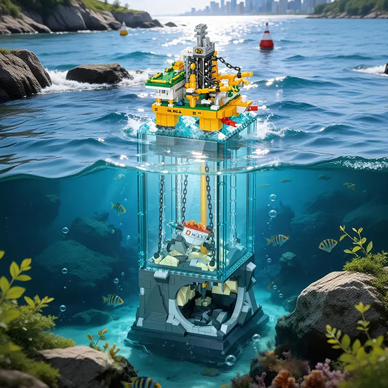 1064PCS Offshore Drilling Rig Building Blocks – 3-Layer Transparent STEM Model