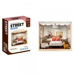 Mini Bedroom DIY Kit with Light – 3D Dollhouse Model for Ages 8+