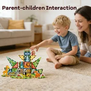 Forest Animal Magnetic Tiles Building Blocks for STEAM Education – 27/40/52pcs Educational Toys