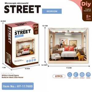 Mini Bedroom DIY Kit with Light – 3D Dollhouse Model for Ages 8+