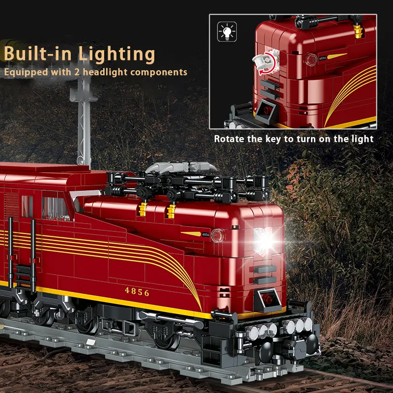 1444PCS Electric Locomotive Building Blocks with LED Lights – Steam Train Model Kit