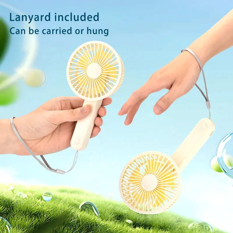 3-Speed Foldable Portable Fan 500mAh USB Recharge with Lanyard