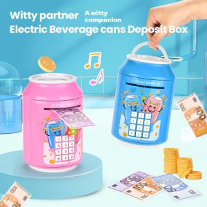 Coke Can Shape ATM Machine Kids Coins Cash Saving Box Password Unlocking Money Box Toy Electric Piggy Bank with Light & Music