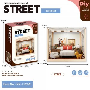 Mini Bedroom DIY Kit with Light – 3D Dollhouse Model for Ages 8+