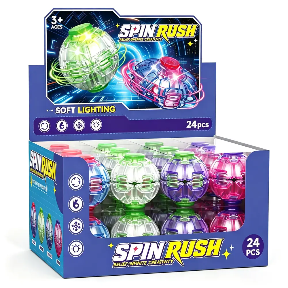 LED Press-Deform Spinner – 6x6x6cm Stress Relief Fidget Toy