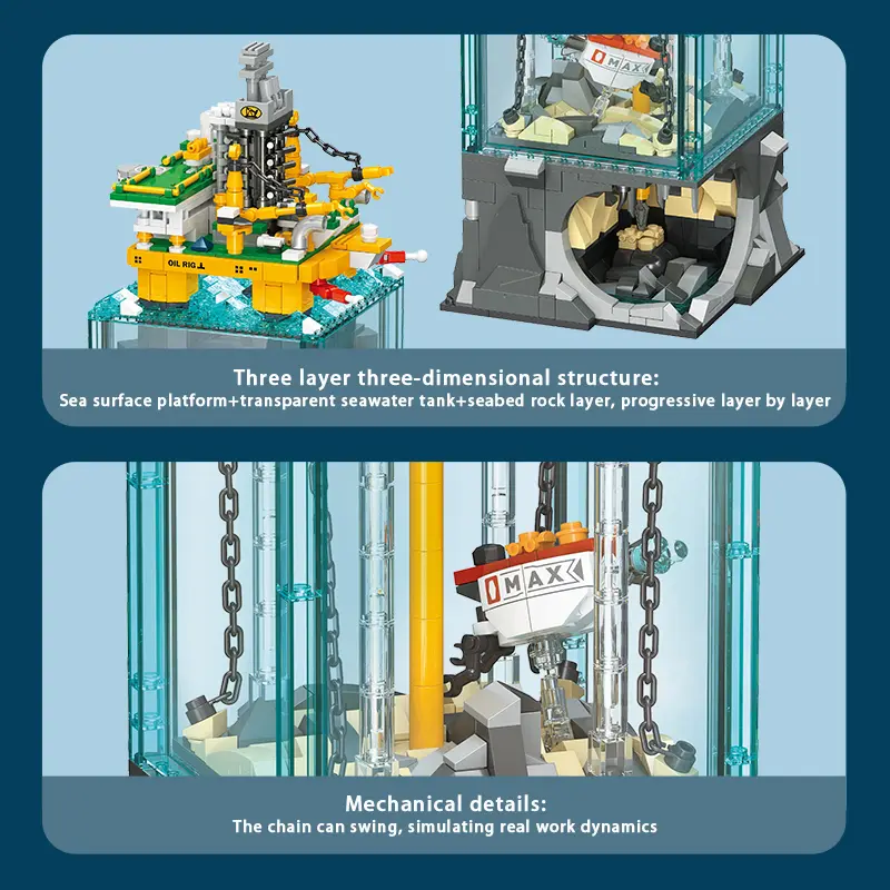 1064PCS Offshore Drilling Rig Building Blocks – 3-Layer Transparent STEM Model