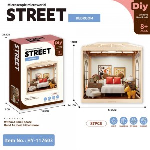 Mini Bedroom DIY Kit with Light – 3D Dollhouse Model for Ages 8+