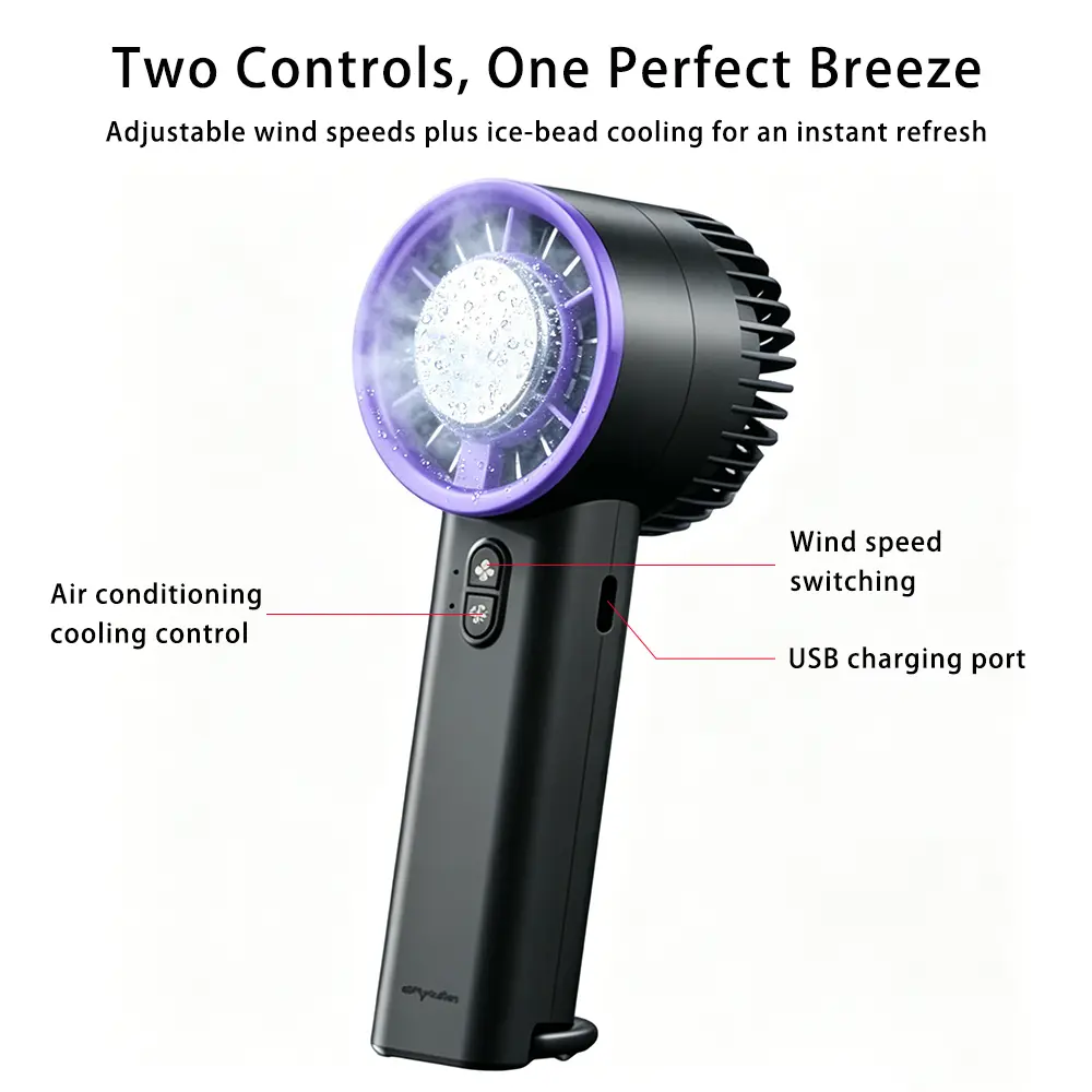 2-in-1 Portable Fan with Ice Compress Mode & Multi-Speed