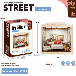 Mini Bedroom DIY Kit with Light – 3D Dollhouse Model for Ages 8+