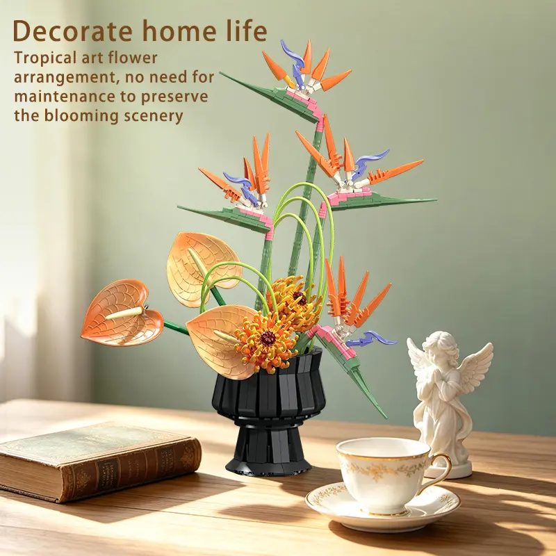 530PCS Bird of Paradise Flower Building Blocks – Tropical Home Decor STEM Toy