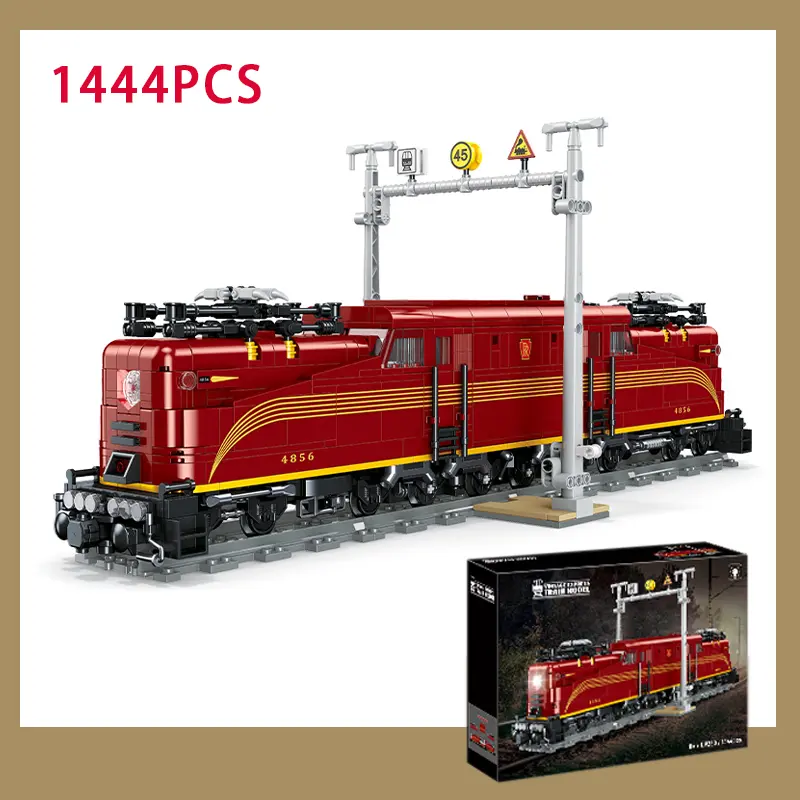 1444PCS Electric Locomotive Building Blocks with LED Lights – Steam Train Model Kit
