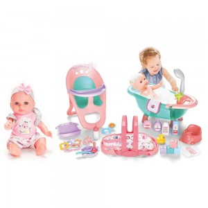 12 Inch Soft Vinyl Baby Doll with Cradle, High Chair & Bathtub – 3-in-1 Care Set