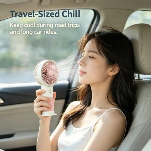 2-in-1 Fan & Phone Holder, 3-Speed USB Rechargeable, Quiet Portable Cooling