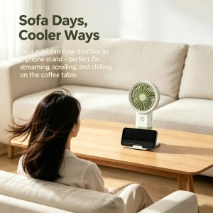 2-in-1 Fan & Phone Holder, 3-Speed USB Rechargeable, Quiet Portable Cooling