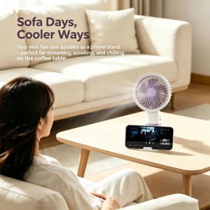 2-in-1 Fan & Phone Holder Fixed Speed USB Rechargeable Quiet Portable
