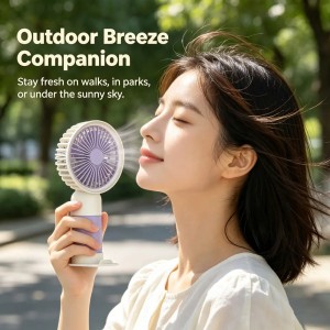 2-in-1 Fan & Phone Holder Fixed Speed USB Rechargeable Quiet Portable