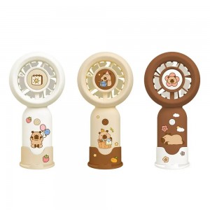 2-in-1 Portable Fan Type-C Rechargeable 3-Speed with DIY Cartoon Stickers