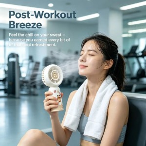 2-in-1 Portable Fan Type-C Rechargeable 3-Speed with DIY Cartoon Stickers