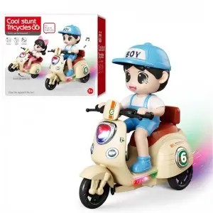 360 Degrees Spin Wheelie Action Kids Boys Girls Rider Electric Stunt Tricycle Toys with Light & Music