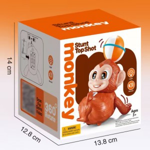 Cute Cartoon Electric Stunt Toy Animals Ball on the Head 360 Degrees Rotate Plastic Monkey Toys with Light & Music for Kids Gift