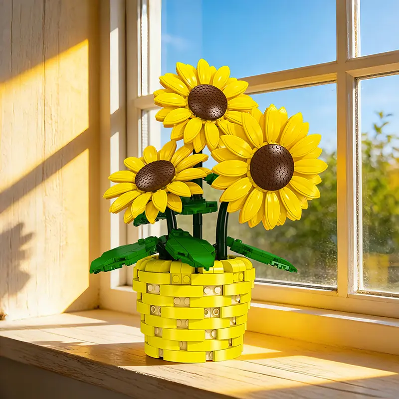 465PCS Sunflower Potted Plant Building Blocks Toys – Movable Petals & Leaves