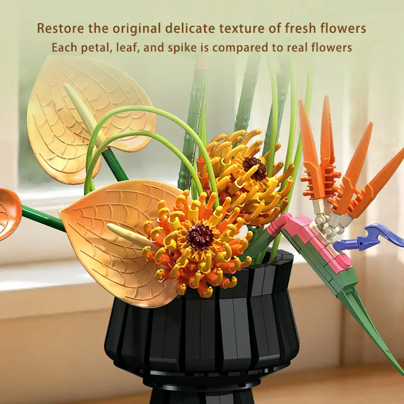 530PCS Bird of Paradise Flower Building Blocks – Tropical Home Decor STEM Toy