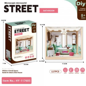 Mini Bathroom DIY Kit with Light – 3D Dollhouse Model for Ages 8+