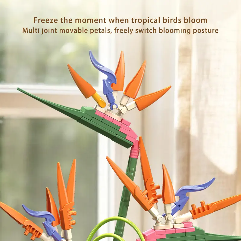 530PCS Bird of Paradise Flower Building Blocks – Tropical Home Decor STEM Toy