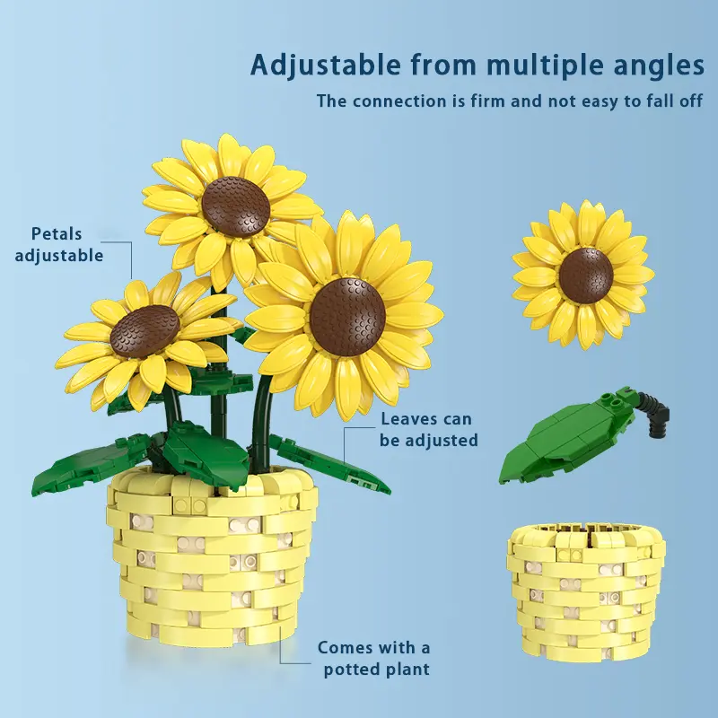 465PCS Sunflower Potted Plant Building Blocks Toys – Movable Petals & Leaves
