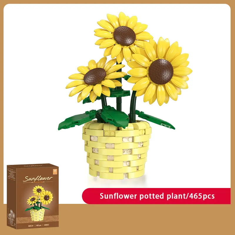 465PCS Sunflower Potted Plant Building Blocks Toys – Movable Petals & Leaves