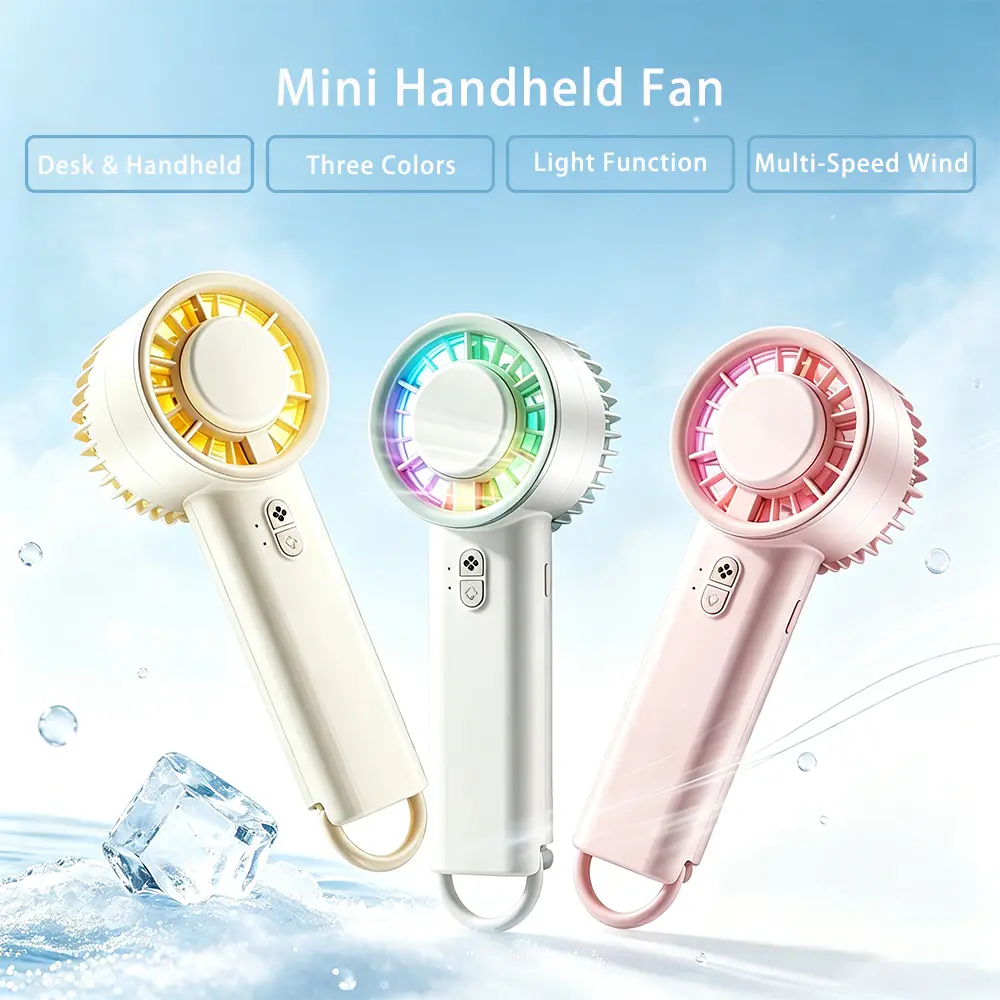 4-in-1 Portable LED Fan, Multi-Speed, Quiet, Colorful Light