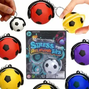 Soccer Ball Fidget Spinner Keychain – 5 Colors, Stress Relief Toy for Keys, Bulk Custom Gifts & Promotional Souvenirs